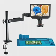 Elikliv EM4K Flex 4K Цифровой Паяльный Микроскоп 2000X 10,1 "HDMI Микроскоп для электроники с подставкой Boom Arm Ring Light