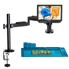 Цифровой паяльный микроскоп Elikliv EM4K Flex 4K 2000X 10,1 дюйма HDMI микроскоп для электроники со стрелой и подставкой в виде кольца