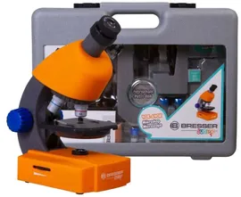 Микроскоп BRESSER Junior 40-640x с набором для опытов, в кейсе оранжевый