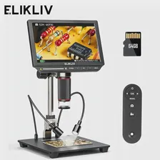Elikliv EM4K 4K HDMI Цифровой микроскоп для электроники 8" 2000X Паяльный микроскоп для инспекции печатных плат с 10-дюймовой подставкой